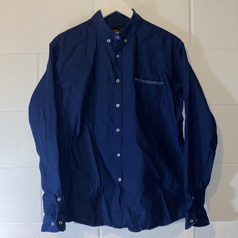 NWOT Black Label Navy Blue Button Down Men’s Shirt